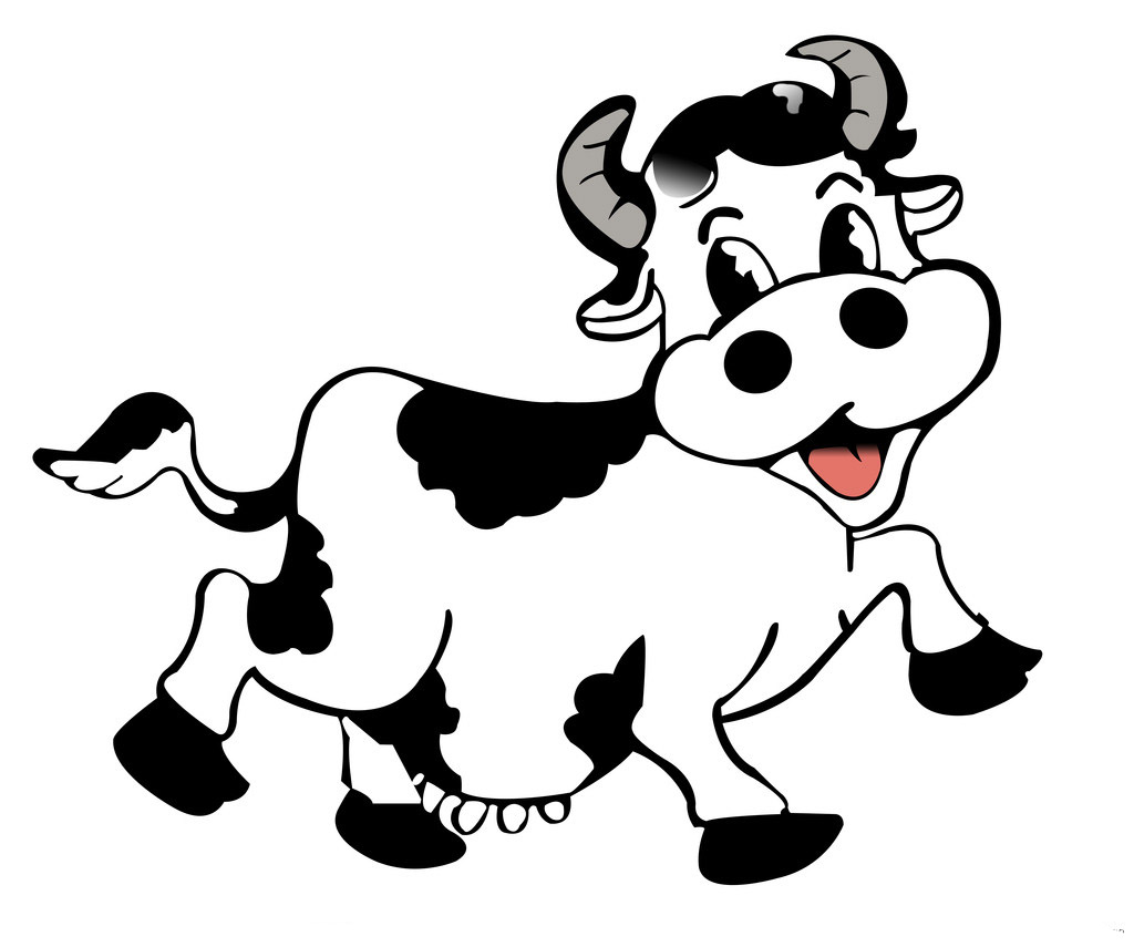 Корова рисунок черно белый