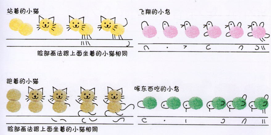 可爱手指印画--小动物