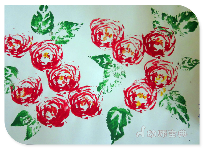 中班创意画:蔬菜印画《玫瑰花》
