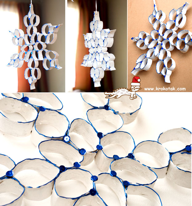 吊饰 雪花吊饰 将卫生纸芯切割