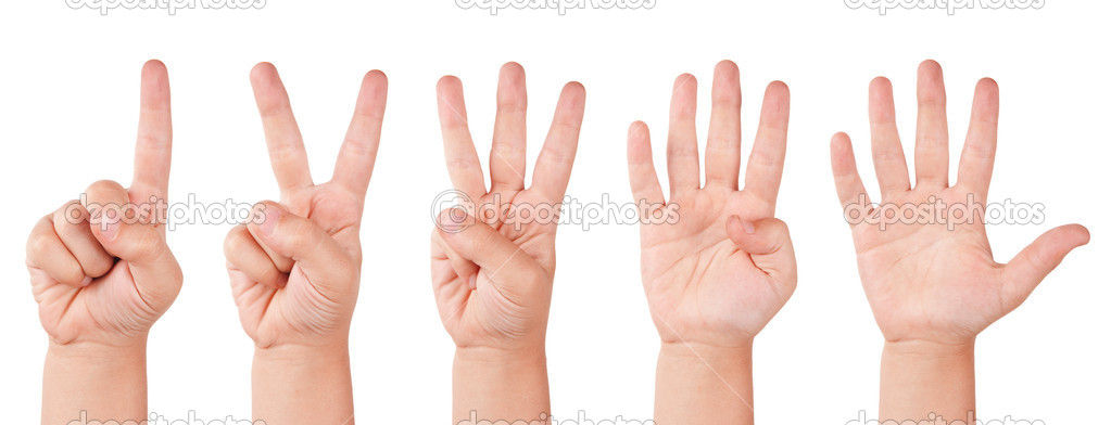 child finger numbers. human little countdown hand