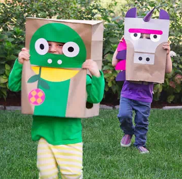 有趣的牛皮纸袋面具